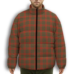 ScotsTee Shop Scottish Livingstone Ancient Premium Tartan Collar Down Jacket Winter White Duck Down Plaid