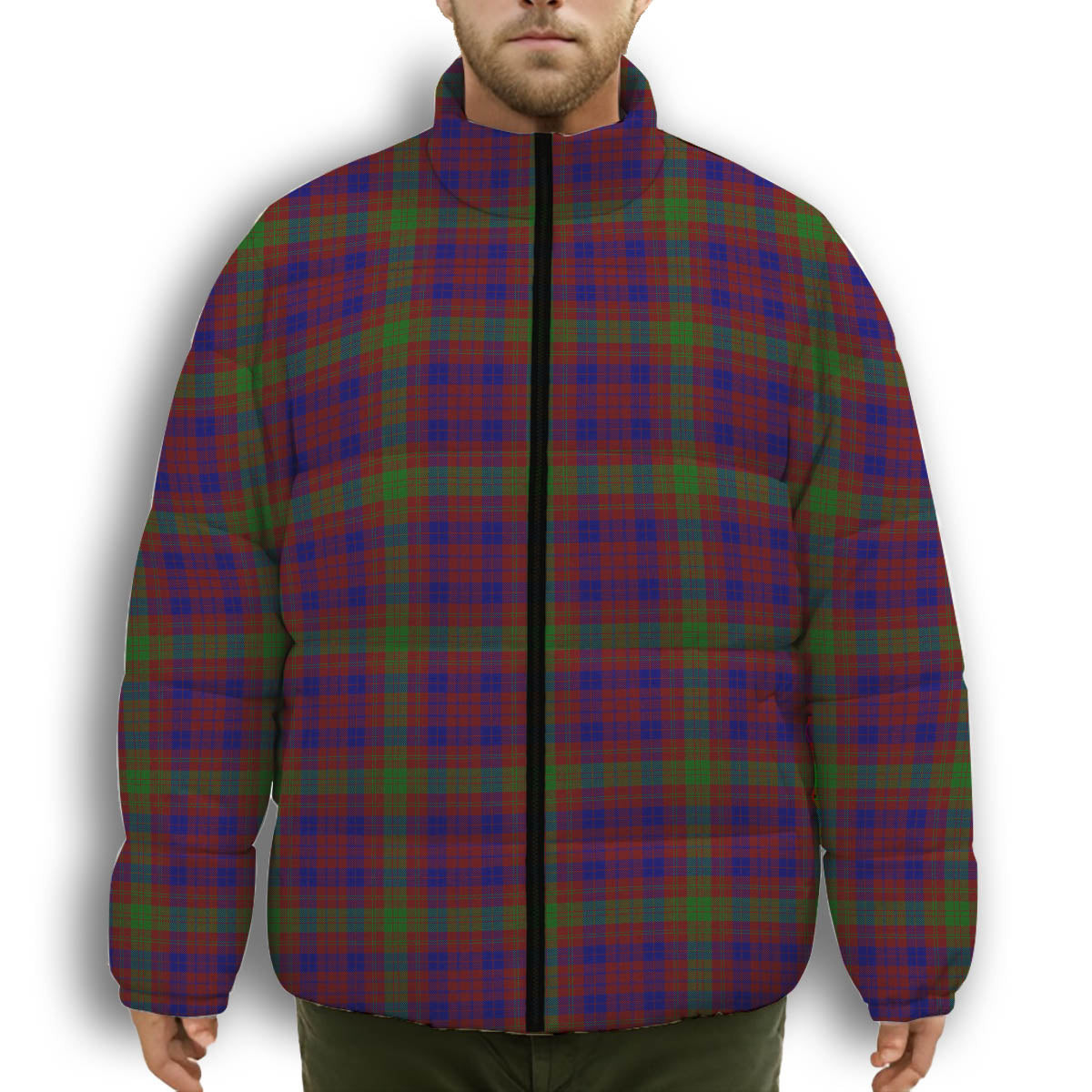 ScotsTee Shop Scottish MacTier of Durris Premium Tartan Collar Down Jacket Winter White Duck Down Plaid