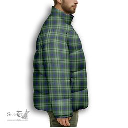 ScotsTee Shop Scottish Haliburton Premium Tartan Collar Down Jacket Winter White Duck Down Plaid