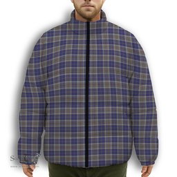 ScotsTee Shop Scottish Thompson Variant Premium Tartan Collar Down Jacket Winter White Duck Down Plaid