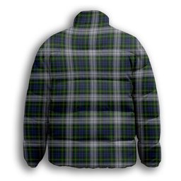 ScotsTee Shop Scottish Gordon Dress Premium Tartan Collar Down Jacket Winter White Duck Down Plaid