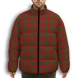 ScotsTee Shop Scottish Kyle Green Premium Tartan Collar Down Jacket Winter White Duck Down Plaid