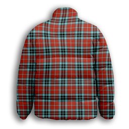 ScotsTee Shop Scottish MacTavish Ancient Premium Tartan Collar Down Jacket Winter White Duck Down Plaid