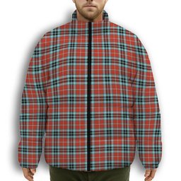 ScotsTee Shop Scottish MacTavish Ancient Premium Tartan Collar Down Jacket Winter White Duck Down Plaid