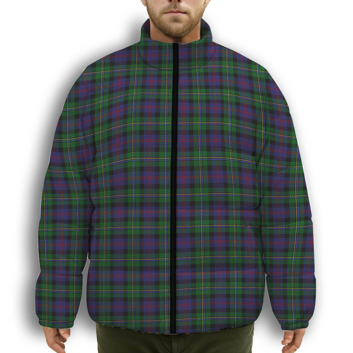 ScotsTee Shop Scottish McCallum Premium Tartan Collar Down Jacket Winter White Duck Down Plaid