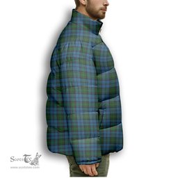 ScotsTee Shop Scottish Kerr Hunting Premium Tartan Collar Down Jacket Winter White Duck Down Plaid
