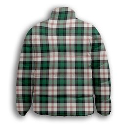 ScotsTee Shop Scottish Ross Arisaid Modern Premium Tartan Collar Down Jacket Winter White Duck Down Plaid