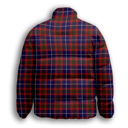 ScotsTee Shop Scottish Pennycook Modern Premium Tartan Collar Down Jacket Winter White Duck Down Plaid