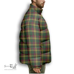 ScotsTee Shop Scottish McMillan Ancient Premium Tartan Collar Down Jacket Winter White Duck Down Plaid