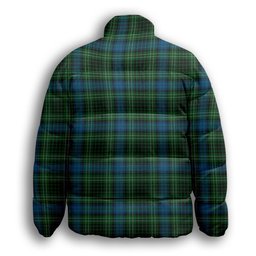 ScotsTee Shop Scottish O'Connor Premium Tartan Collar Down Jacket Winter White Duck Down Plaid