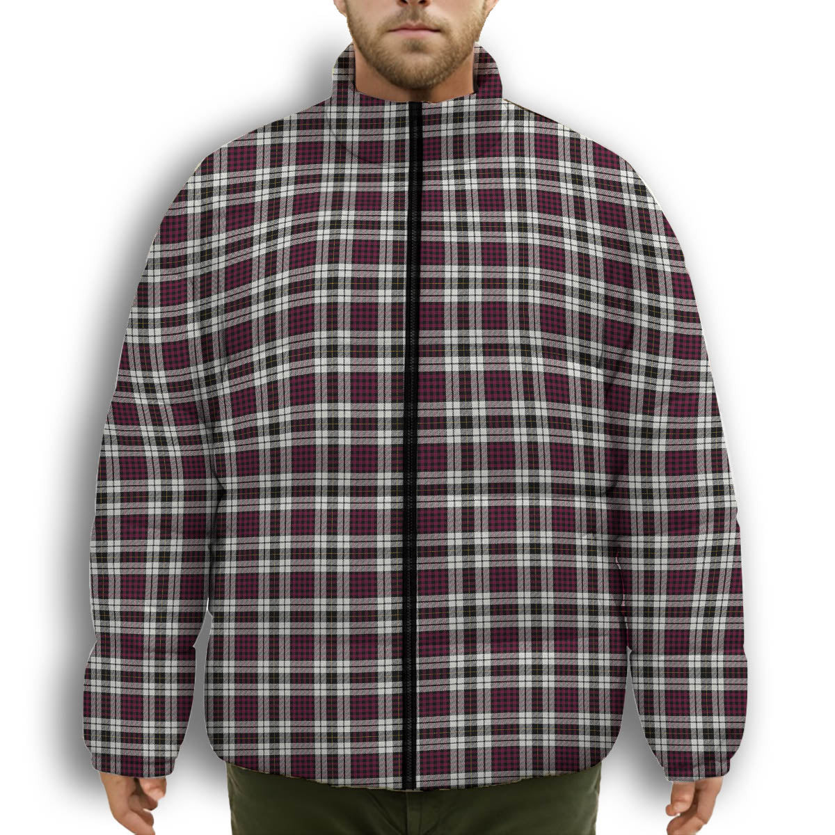 ScotsTee Shop Scottish Little Dress Modern Premium Tartan Collar Down Jacket Winter White Duck Down Plaid