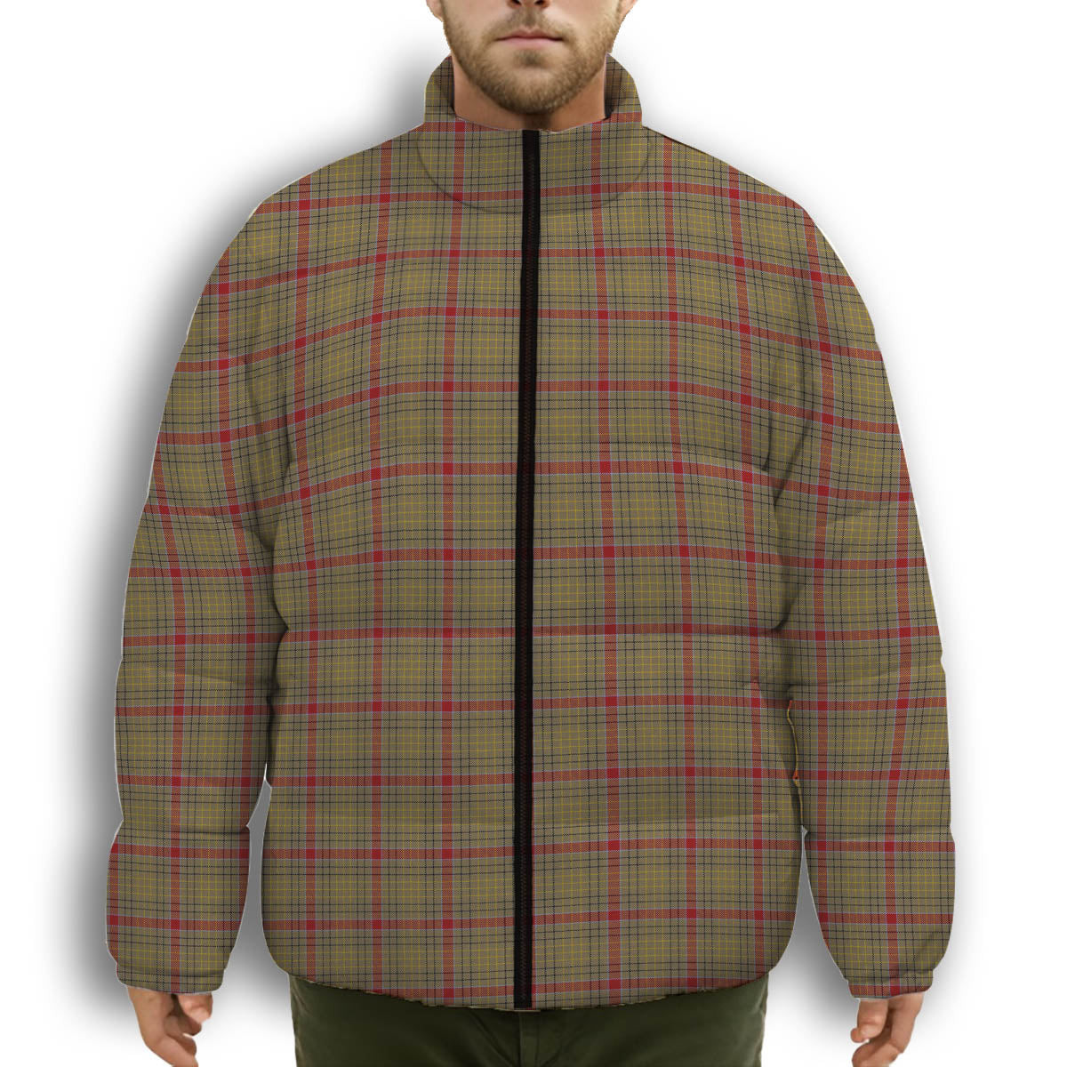 ScotsTee Shop Scottish Sutherland of Duffus Premium Tartan Collar Down Jacket Winter White Duck Down Plaid