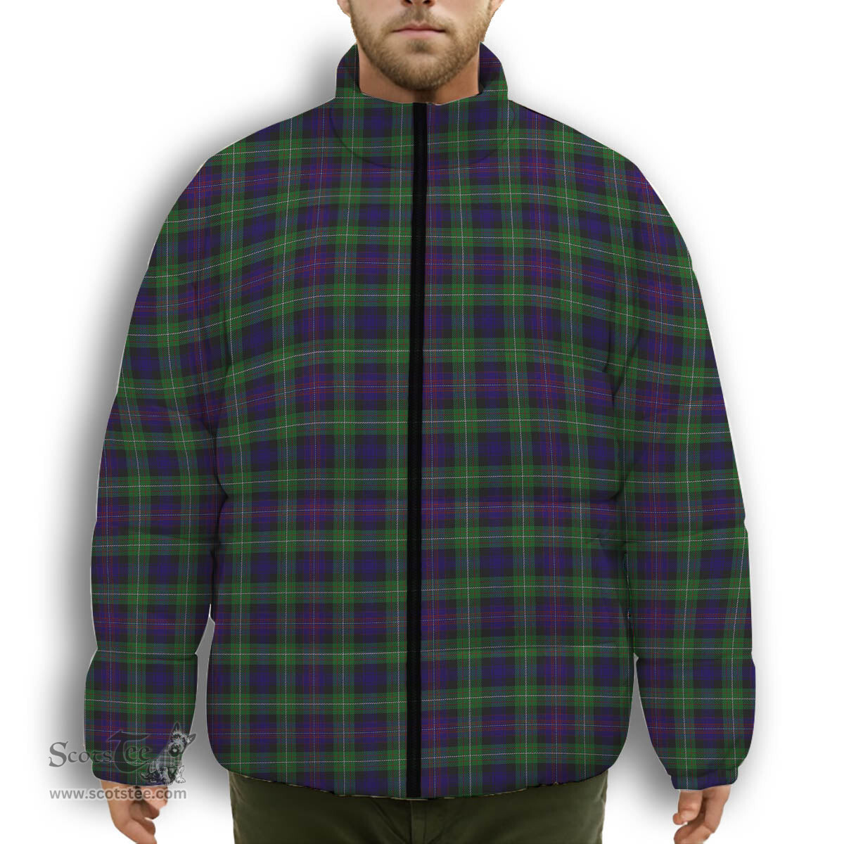 ScotsTee Shop Scottish Rankin Dalgleish Premium Tartan Collar Down Jacket Winter White Duck Down Plaid