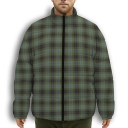 ScotsTee Shop Scottish MacIver Family Premium Tartan Collar Down Jacket Winter White Duck Down Plaid