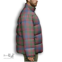 ScotsTee Shop Scottish Laing Artefact Ancient Premium Tartan Collar Down Jacket Winter White Duck Down Plaid