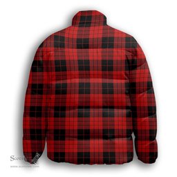 ScotsTee Shop Scottish McLeod Black and Red Modern Premium Tartan Collar Down Jacket Winter White Duck Down Plaid