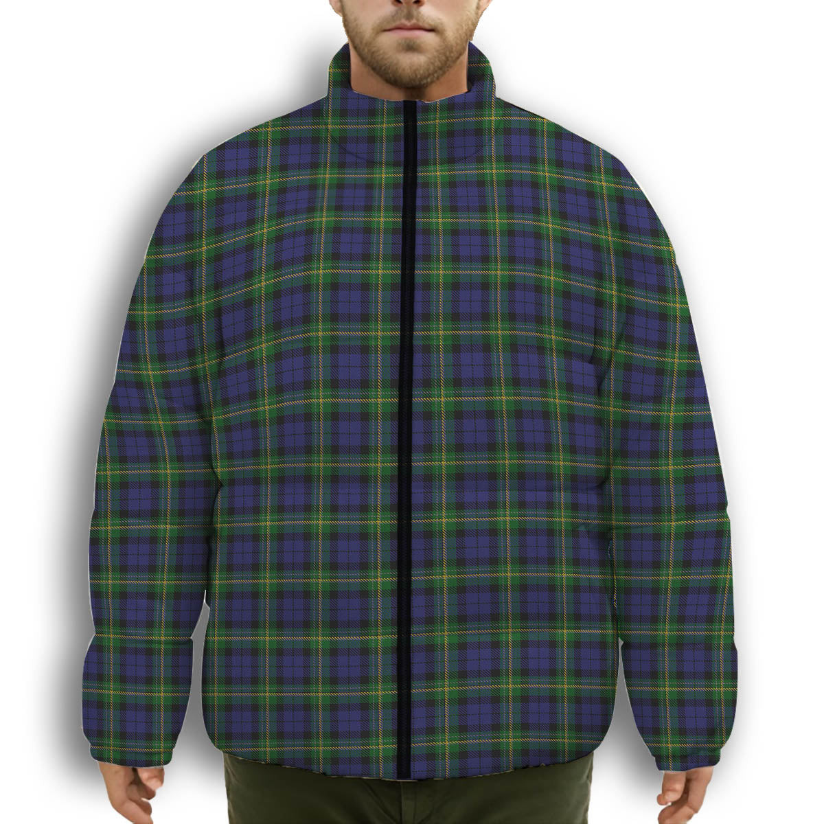 ScotsTee Shop Scottish Paterson Dalgleish Version Premium Tartan Collar Down Jacket Winter White Duck Down Plaid