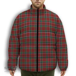 ScotsTee Shop Scottish Graham Red Premium Tartan Collar Down Jacket Winter White Duck Down Plaid