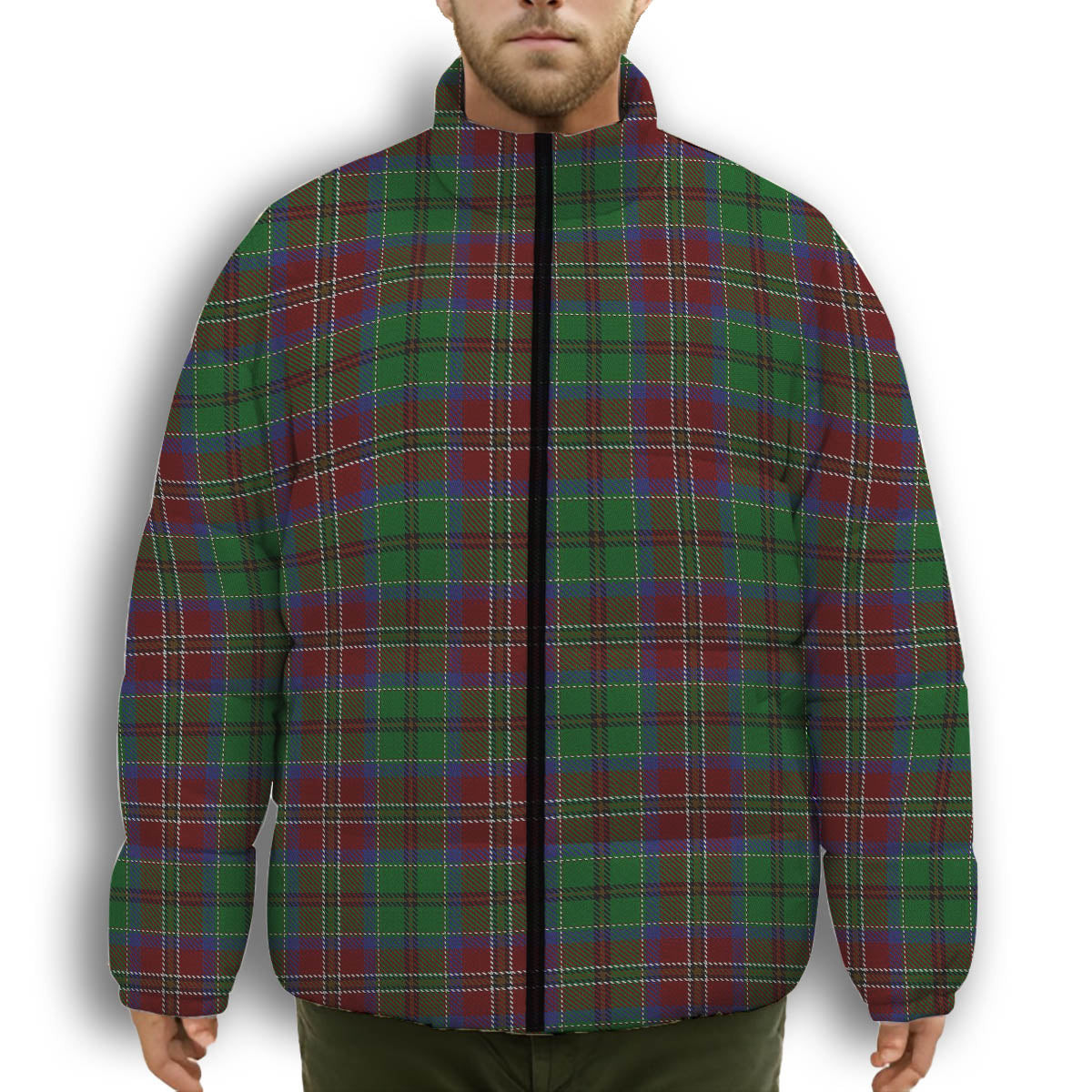 ScotsTee Shop Scottish McCulloch Premium Tartan Collar Down Jacket Winter White Duck Down Plaid