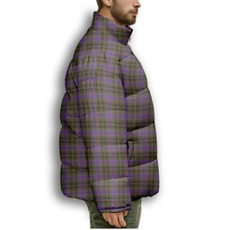 ScotsTee Shop Scottish Yew Thistle Premium Tartan Collar Down Jacket Winter White Duck Down Plaid