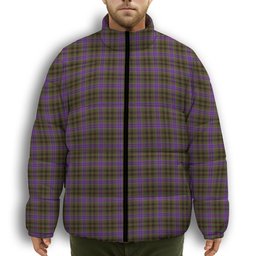 ScotsTee Shop Scottish Yew Thistle Premium Tartan Collar Down Jacket Winter White Duck Down Plaid