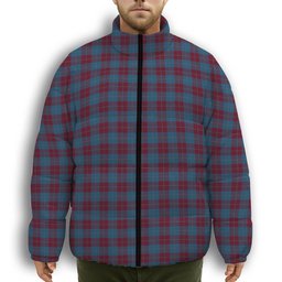 ScotsTee Shop Scottish Reagan Premium Tartan Collar Down Jacket Winter White Duck Down Plaid