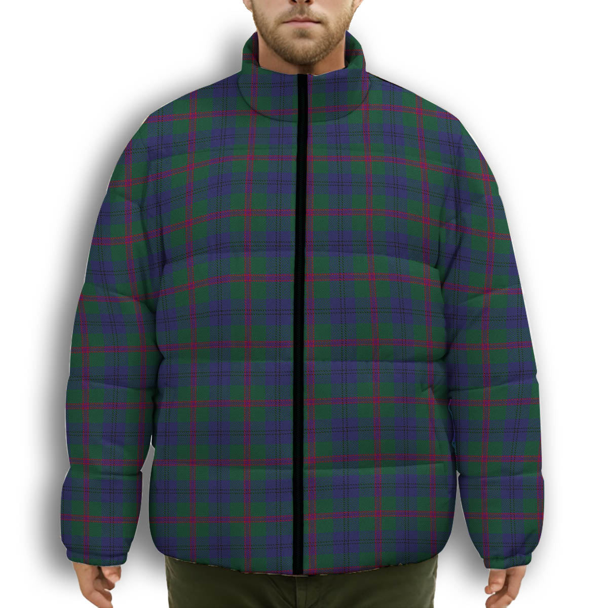 ScotsTee Shop Scottish Laurie Premium Tartan Collar Down Jacket Winter White Duck Down Plaid