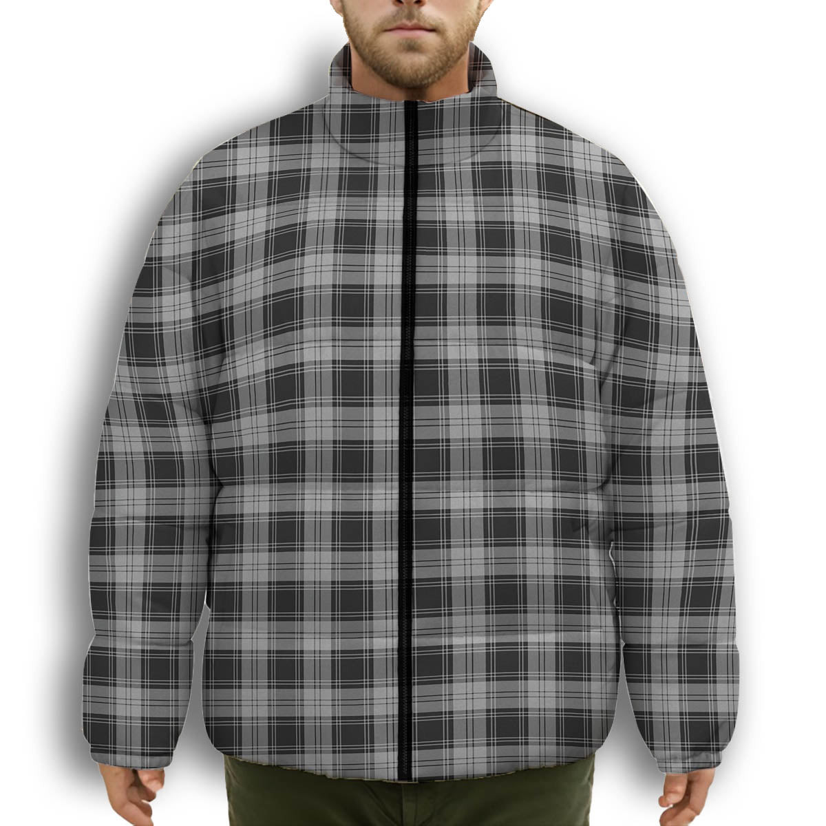 ScotsTee Shop Scottish Glendinning Premium Tartan Collar Down Jacket Winter White Duck Down Plaid