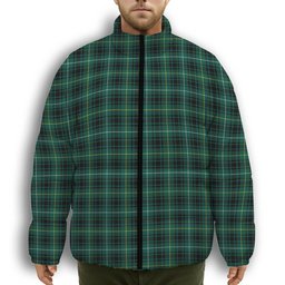 ScotsTee Shop Scottish MacIvor Hunting Modern Premium Tartan Collar Down Jacket Winter White Duck Down Plaid
