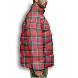 ScotsTee Shop Scottish Sinclair Modern Premium Tartan Collar Down Jacket Winter White Duck Down Plaid