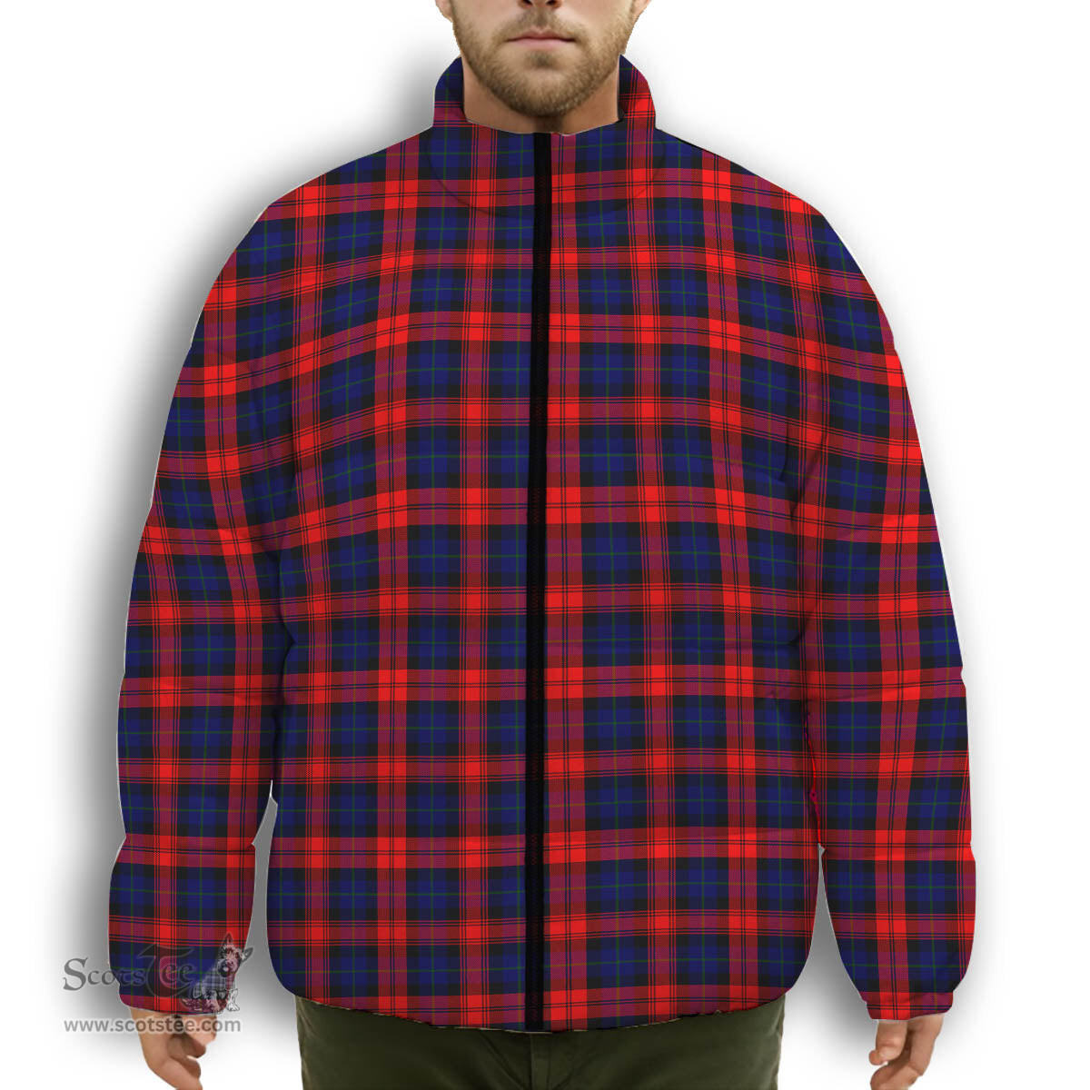 ScotsTee Shop Scottish McCracken Premium Tartan Collar Down Jacket Winter White Duck Down Plaid