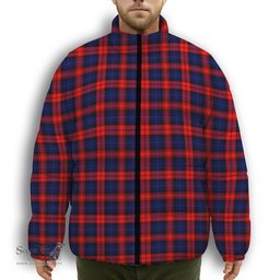 ScotsTee Shop Scottish McCracken Premium Tartan Collar Down Jacket Winter White Duck Down Plaid