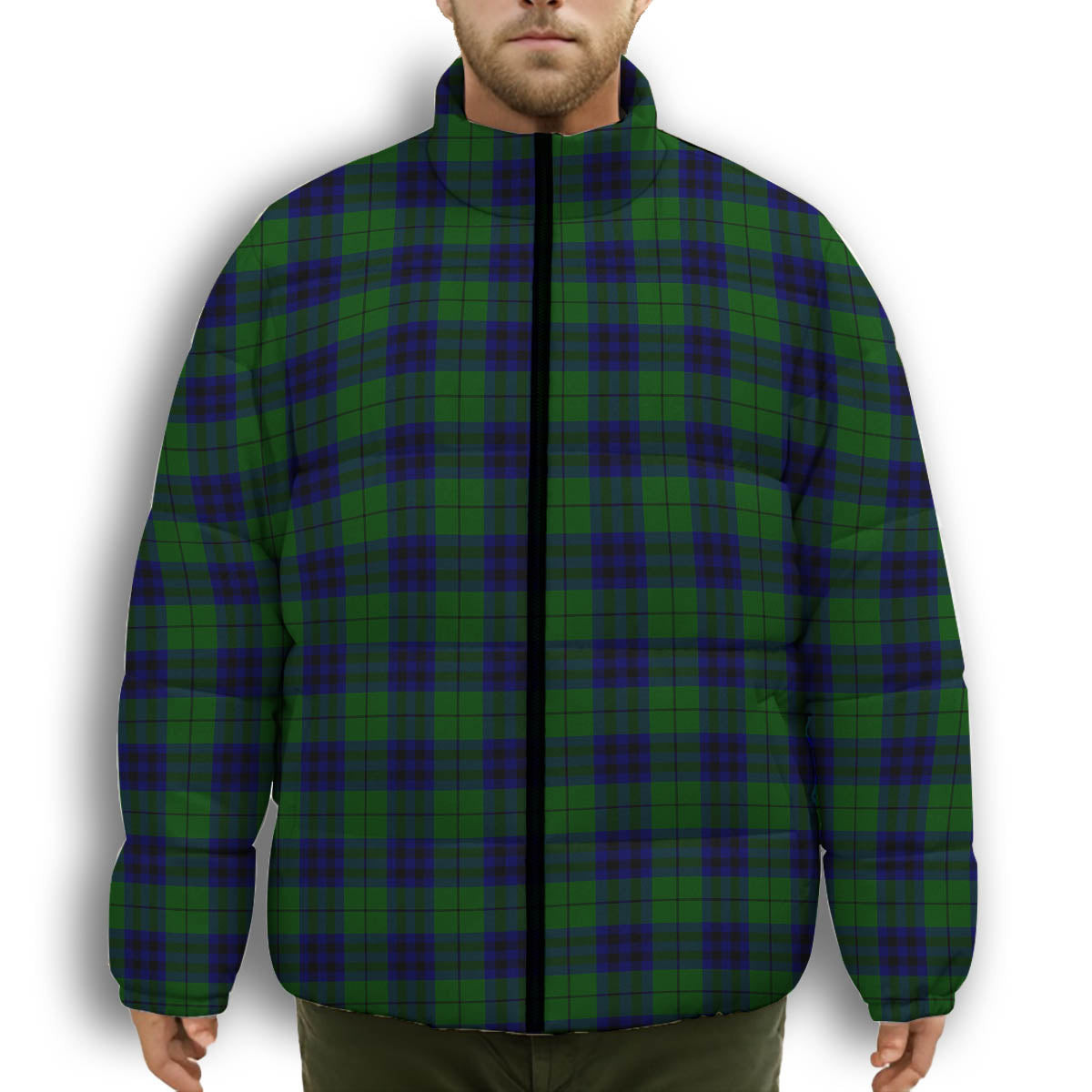 ScotsTee Shop Scottish Keith Modern Premium Tartan Collar Down Jacket Winter White Duck Down Plaid