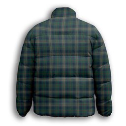 ScotsTee Shop Scottish Kennedy Modern Premium Tartan Collar Down Jacket Winter White Duck Down Plaid