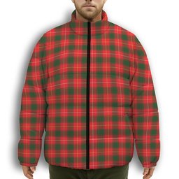 ScotsTee Shop Scottish MacPhee Modern Premium Tartan Collar Down Jacket Winter White Duck Down Plaid