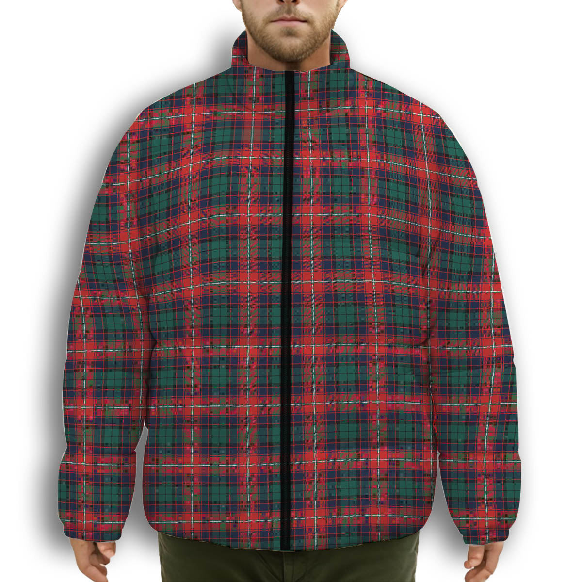 ScotsTee Shop Scottish Rattray of Lude Modern Premium Tartan Collar Down Jacket Winter White Duck Down Plaid