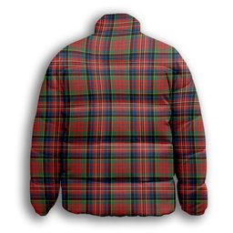 ScotsTee Shop Scottish MacPherson Ancient SC Premium Tartan Collar Down Jacket Winter White Duck Down Plaid