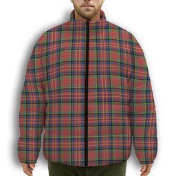 ScotsTee Shop Scottish MacPherson Ancient SC Premium Tartan Collar Down Jacket Winter White Duck Down Plaid