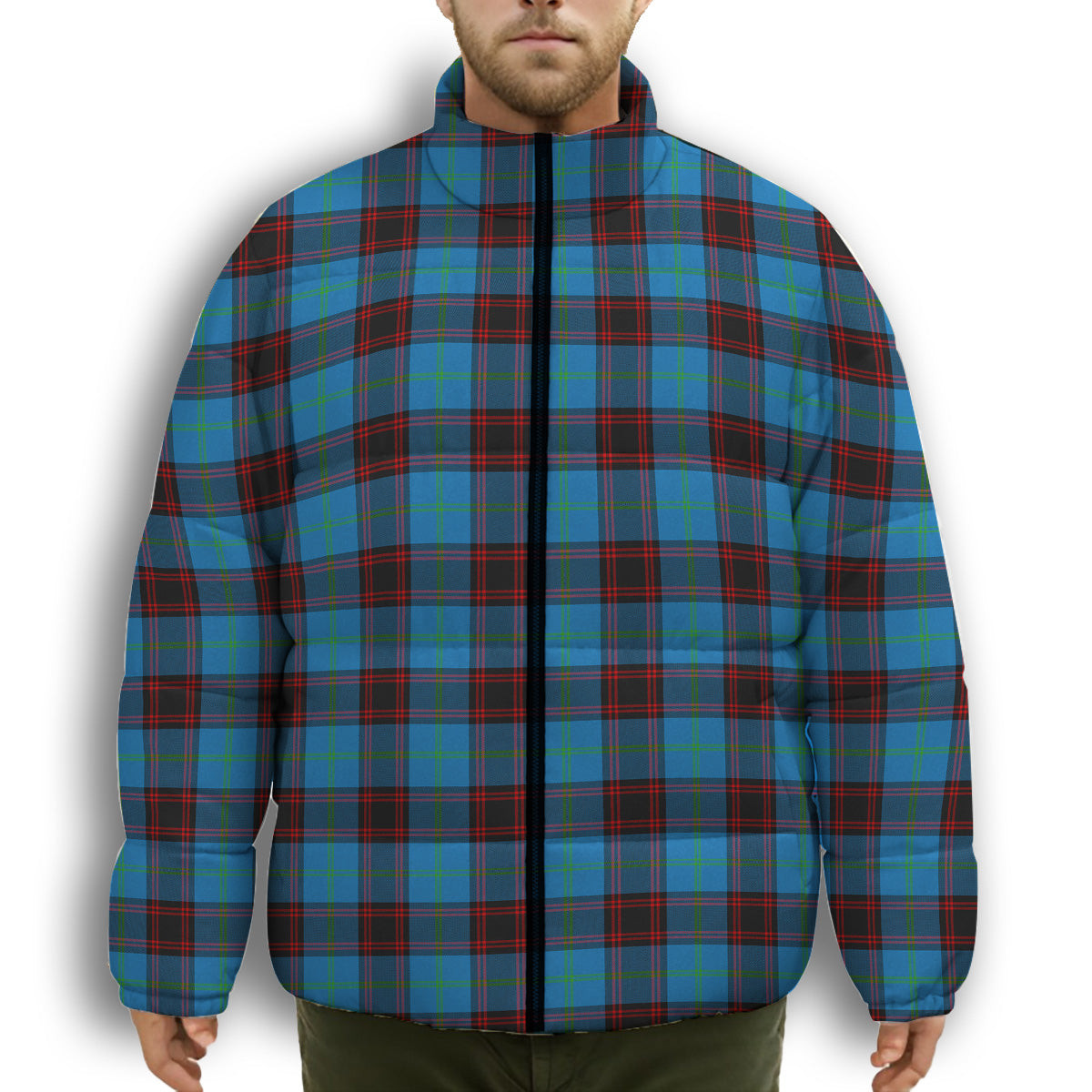 ScotsTee Shop Scottish Wedderburn Ancient Premium Tartan Collar Down Jacket Winter White Duck Down Plaid