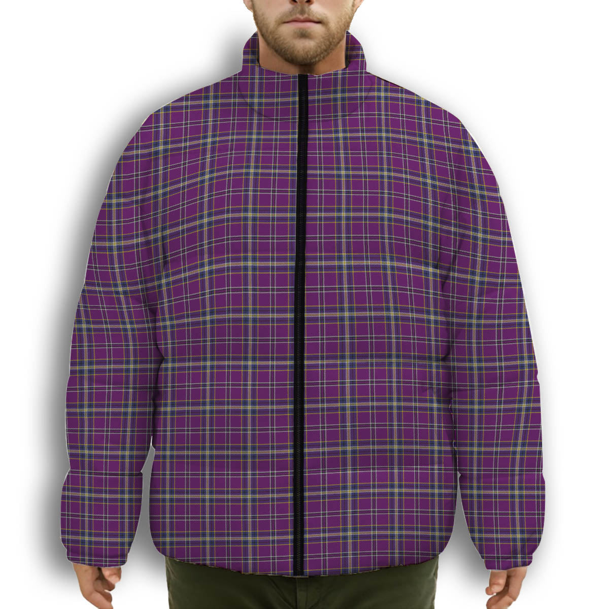ScotsTee Shop Scottish Regan Premium Tartan Collar Down Jacket Winter White Duck Down Plaid