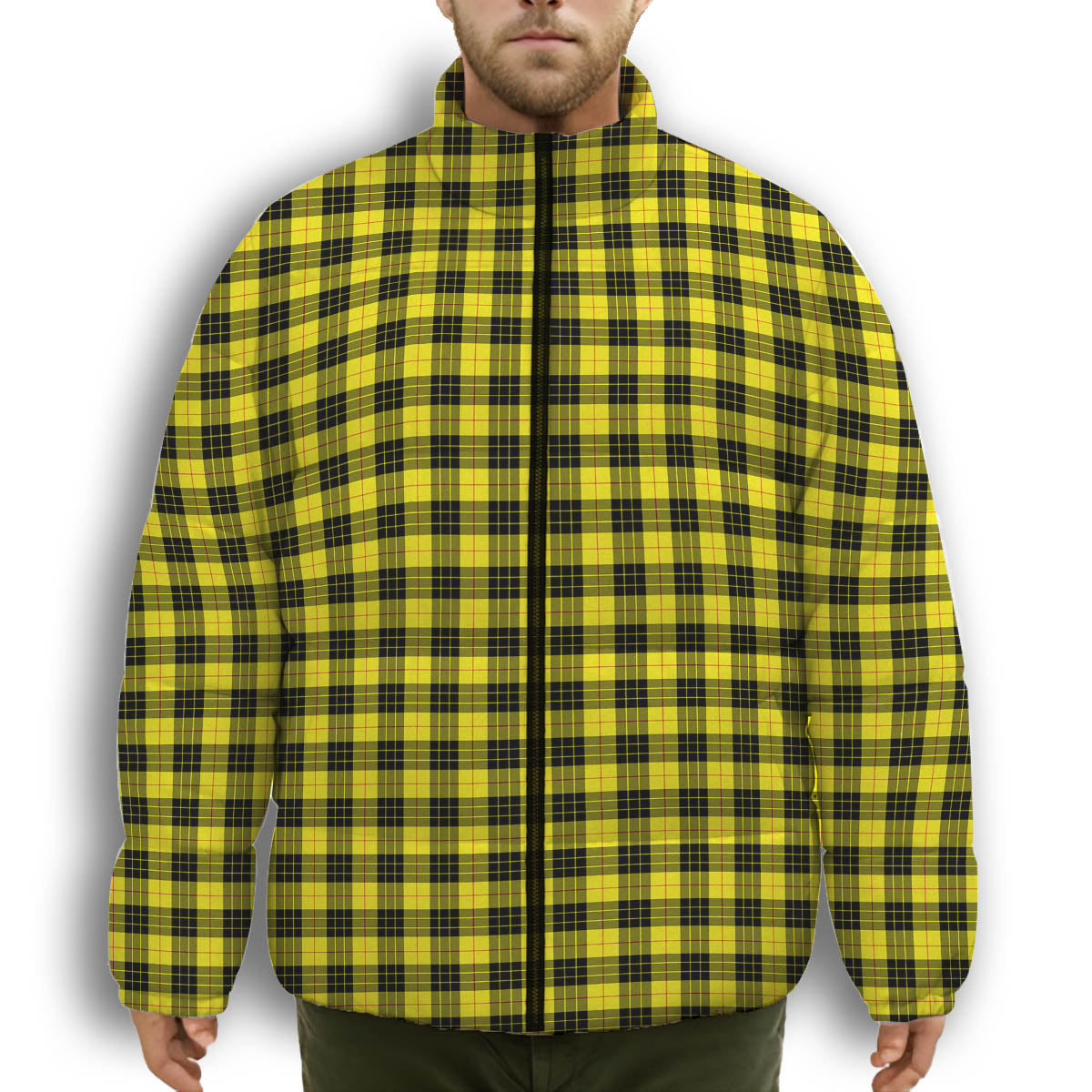 ScotsTee Shop Scottish McLeod of Lewis Modern Premium Tartan Collar Down Jacket Winter White Duck Down Plaid
