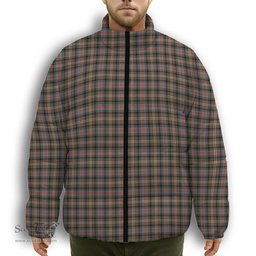 ScotsTee Shop Scottish Sutherland Weathered Premium Tartan Collar Down Jacket Winter White Duck Down Plaid