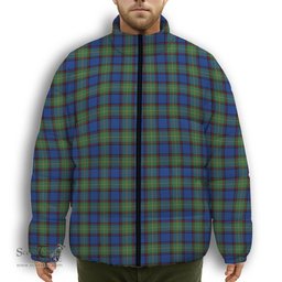 ScotsTee Shop Scottish Sinclair-Brown Modern Premium Tartan Collar Down Jacket Winter White Duck Down Plaid