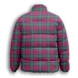 ScotsTee Shop Scottish Lindsay Ancient Premium Tartan Collar Down Jacket Winter White Duck Down Plaid
