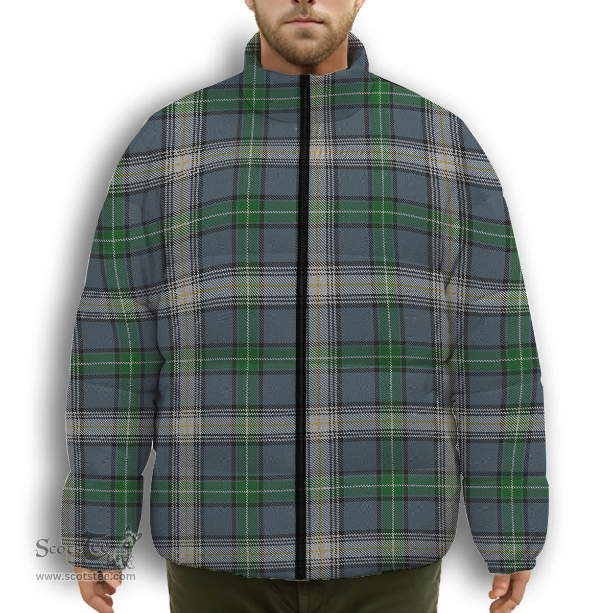 ScotsTee Shop Scottish McDowell Premium Tartan Collar Down Jacket Winter White Duck Down Plaid