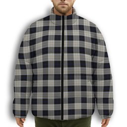 ScotsTee Shop Scottish Kennison Premium Tartan Collar Down Jacket Winter White Duck Down Plaid