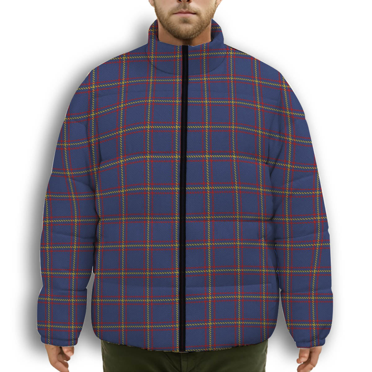 ScotsTee Shop Scottish McLaine of Lochbuie Premium Tartan Collar Down Jacket Winter White Duck Down Plaid