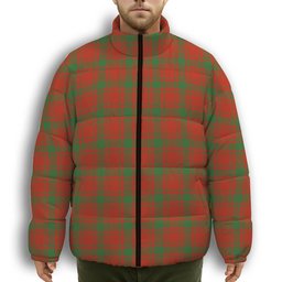 ScotsTee Shop Scottish MacQuarrie Ancient Premium Tartan Collar Down Jacket Winter White Duck Down Plaid