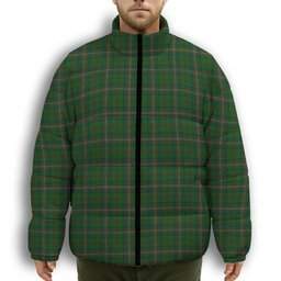 ScotsTee Shop Scottish MacClure Hunting Premium Tartan Collar Down Jacket Winter White Duck Down Plaid