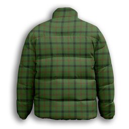 ScotsTee Shop Scottish Strachan Hunting Premium Tartan Collar Down Jacket Winter White Duck Down Plaid